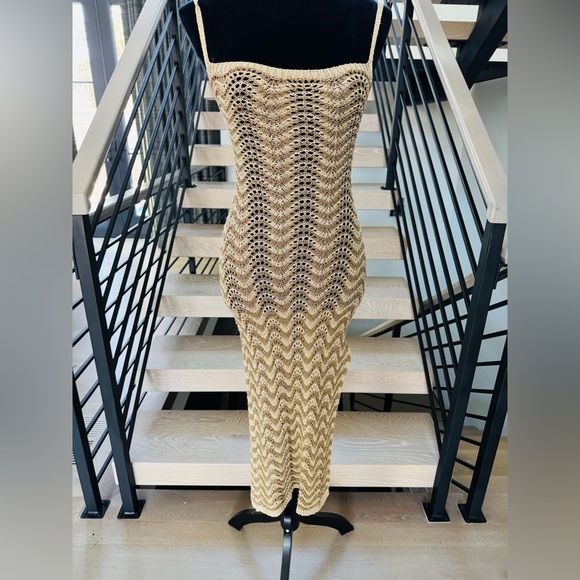 New Crochet Gold Midi Dress size XS - Picture 9 of 11